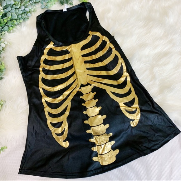 Skeleton Black and Gold Tank Top - Picture 3 of 4